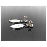 .925 Sterling Silver Multi Colored Inlayed Stone Hopi Dangle Hook Earrings