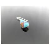 .925 Sterling Silver Multi Colored Inlayed Stone Hopi Dangle Hook Earrings