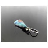 .925 Sterling Silver Multi Colored Inlayed Stone Hopi Dangle Hook Earrings