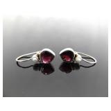 .925 Sterling Silver Silpada Garnet and Pearl Hook Earrings