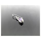 .925 Sterling Silver Amethyst Dangle Hook Earrings