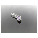 .925 Sterling Silver Amethyst Dangle Hook Earrings