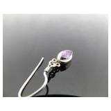 .925 Sterling Silver Amethyst Dangle Hook Earrings