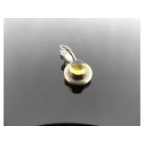 .925 Sterling Silver Citrine Cabochon Dangle Hook Earrings