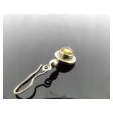 .925 Sterling Silver Citrine Cabochon Dangle Hook Earrings