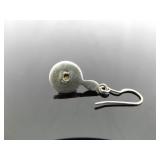 .925 Sterling Silver Citrine Cabochon Dangle Hook Earrings