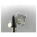 .925 Sterling Silver Inlayed Mother of Pearl Peruvian Chakana Dangle Post Earrings