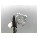 .925 Sterling Silver Inlayed Mother of Pearl Peruvian Chakana Dangle Post Earrings