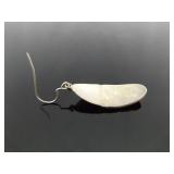 .925 Sterling Silver Artist Signed Copper Shield Dangle Hook Earrings