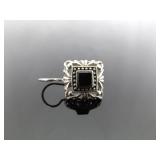 .925 Sterling Silver Styled Black Onyx Hook Earrings