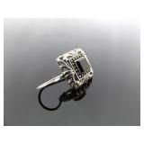 .925 Sterling Silver Styled Black Onyx Hook Earrings