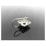 .925 Sterling Silver Styled Black Onyx Hook Earrings
