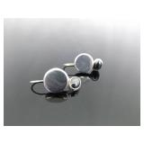 .925 Sterling Silver Hematite Cabochon Hook Earrings