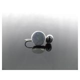 .925 Sterling Silver Hematite Cabochon Hook Earrings