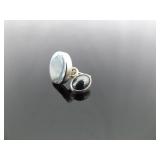 .925 Sterling Silver Hematite Cabochon Hook Earrings