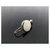 .925 Sterling Silver Hematite Cabochon Hook Earrings