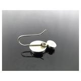 .925 Sterling Silver Hematite Cabochon Hook Earrings