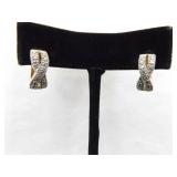 .925 Sterling Silver Diamond Accented Vermeil Hinged Post Earrings