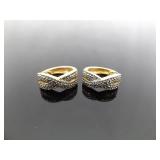 .925 Sterling Silver Diamond Accented Vermeil Hinged Post Earrings