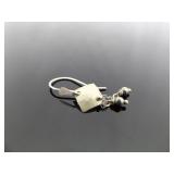 .925 Sterling Silver Diamond Accented Designed Hematite Dangle Hook Earrings