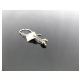 .925 Sterling Silver Diamond Accented Designed Hematite Dangle Hook Earrings