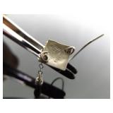 .925 Sterling Silver Diamond Accented Designed Hematite Dangle Hook Earrings