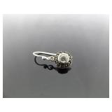 .925 Sterling Silver Art Nouveau Solitaire Dangle Hook Earrings