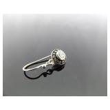 .925 Sterling Silver Art Nouveau Solitaire Dangle Hook Earrings