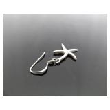 .925 Sterling Silver Starfish Dangle Hook Earrings