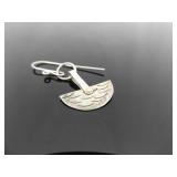 .925 Sterling Silver Half Moon River Waves Dangle Hook Earrings