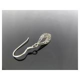 .925 Sterling Silver Art Nouveau Dangle Hook Earrings