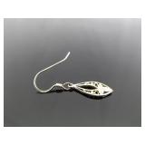 .925 Sterling Silver Art Nouveau Dangle Hook Earrings