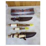 2 Timber Rattler Hunting Knives and Sheathes