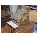 Vintage National Gilded Bronze Case Register with Relief Carving 1930 (includes key)