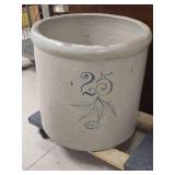 Red Wing Union Stoneware 25-Gallon Stoneware Crock / Birch Leaf pattern / 21" x 22"