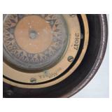 Vintage Maritime Compass / Binnacle Mounted on a Turned Wood Bowl
