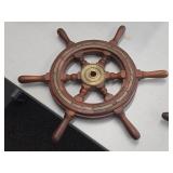 18" Solid Wood Nautical Ship Steering Wheel