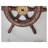 18" Solid Wood Nautical Ship Steering Wheel
