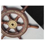 18" Solid Wood Nautical Ship Steering Wheel
