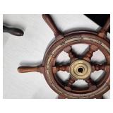 18" Solid Wood Nautical Ship Steering Wheel