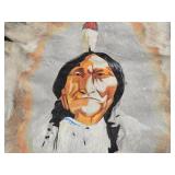 Handpainted Native American Indian Chief on a Deer Skin Hide with Acrylics (Believed to be Sitting Bull) 30" x 48"