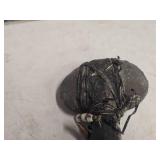 Vintage Native American Stone Tomahawk - Tanned Leather Covered Wood Handle