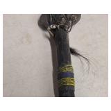 Vintage Native American Stone Tomahawk - Tanned Leather Covered Wood Handle