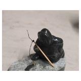 Inuit Fisherman theme Handcarved Genuine Jade Sculpture