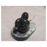 Inuit Fisherman theme Handcarved Genuine Jade Sculpture