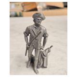Vintage Revolutionary War Minute Man theme Hudson Pewter Statue by Baston (1972)