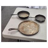 Lot of (3) Cast Iron Cookware - 6-1/2" Pan, 8" Pan and 11" Skillet
