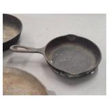 Lot of (3) Cast Iron Cookware - 6-1/2" Pan, 8" Pan and 11" Skillet