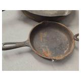Lot of (3) Cast Iron Pans 11" (x1), 6-1/2" (x2)