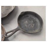 Lot of (3) Cast Iron Pans 11" (x1), 6-1/2" (x2)